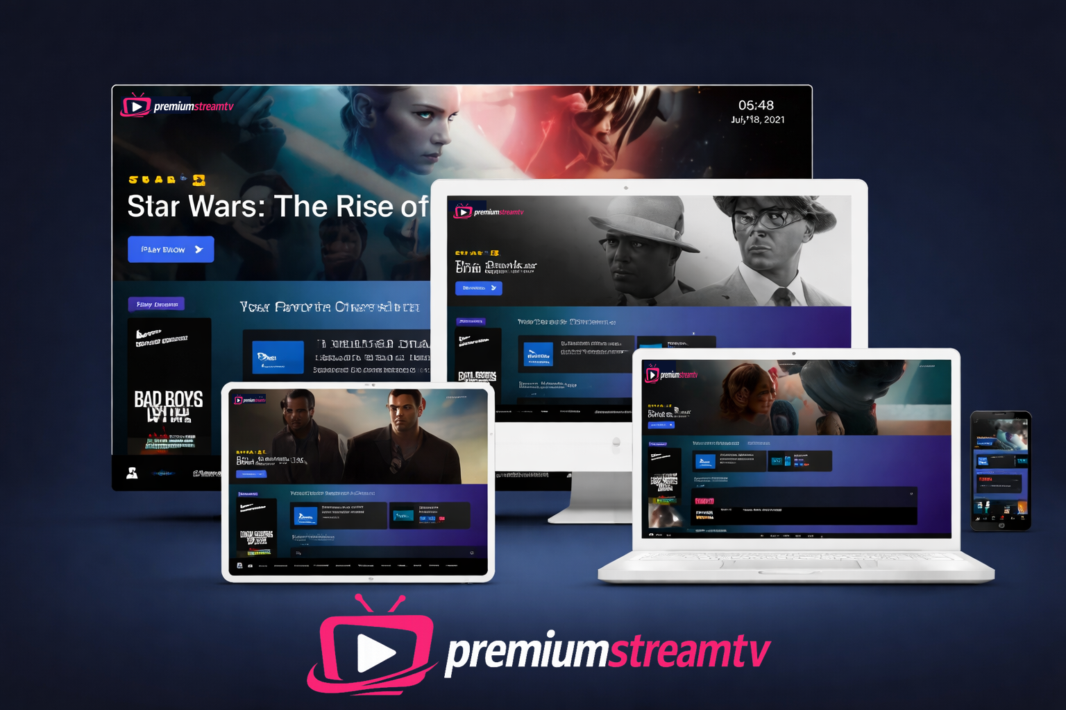 Premium streaming platform to watch movies, TV series and live sports on smart TV, laptop, tablet and smartphone